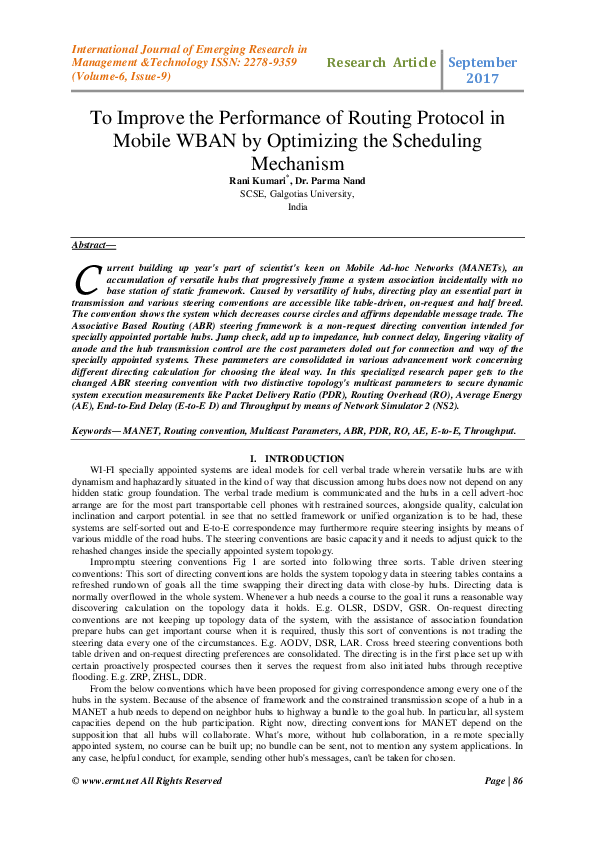 (PDF) To Improve the Performance of Routing Protocol in Mobile WBAN by ...