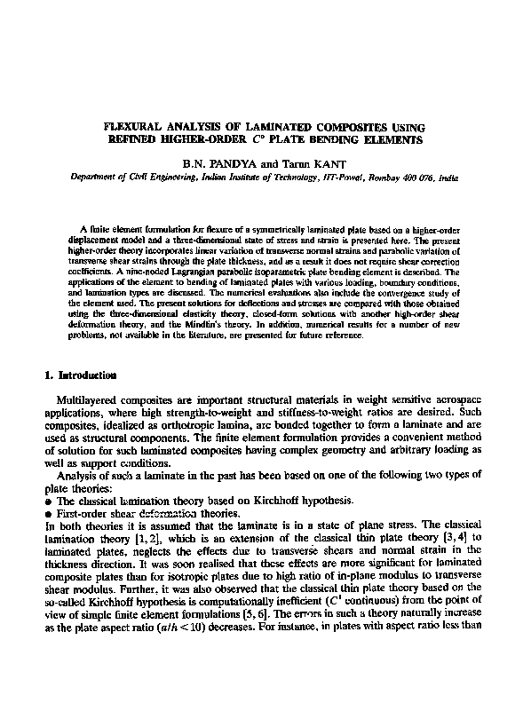 (PDF) Flexural analysis of laminated composites using refined higher