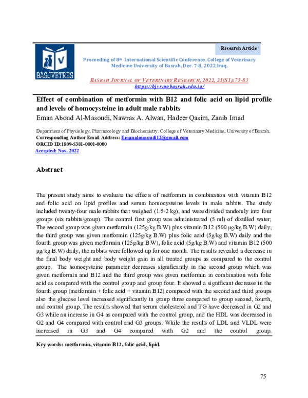 (PDF) Effect of combination of metformin with B12 and folic acid on ...