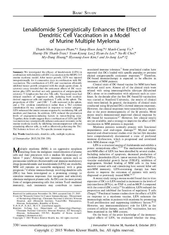 (PDF) Lenalidomide Synergistically Enhances the Effect of Dendritic ...