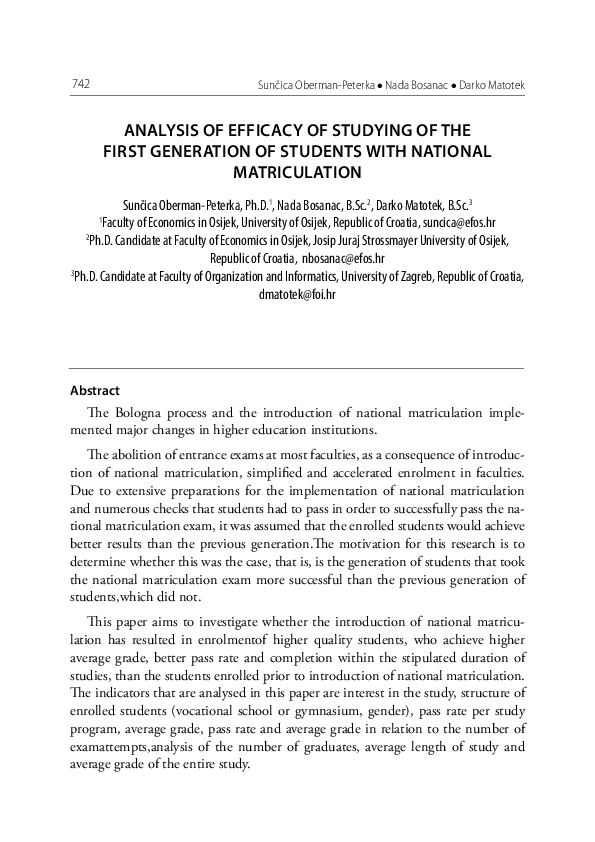 (PDF) Analysis of Efficacy of Studying of the First Generation of ...