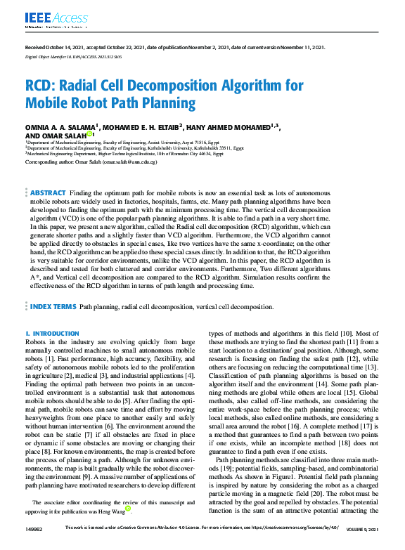(PDF) RCD: Radial Cell Decomposition Algorithm for Mobile Robot Path ...
