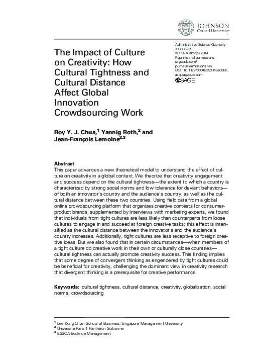 (PDF) The Impact of Culture on Creativity