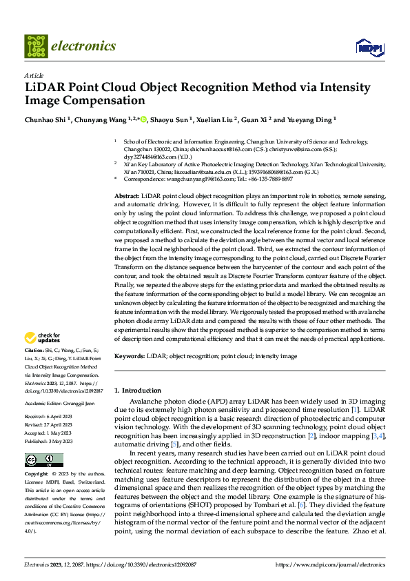 (PDF) LiDAR Point Cloud Object Recognition Method via Intensity Image ...