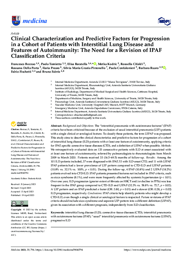 (PDF) Clinical Characterization and Predictive Factors for Progression ...