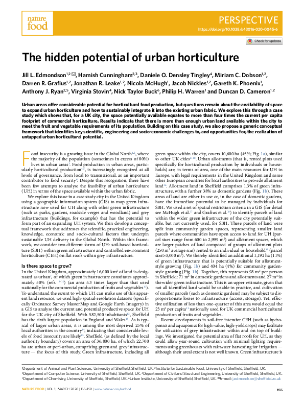 (PDF) The hidden potential of urban horticulture