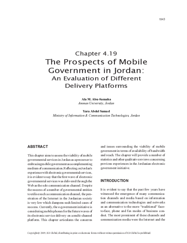 (PDF) The Prospects of Mobile Government in Jordan