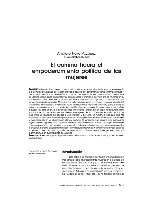 (PDF) El camino hacia el empoderamiento político de las mujeres