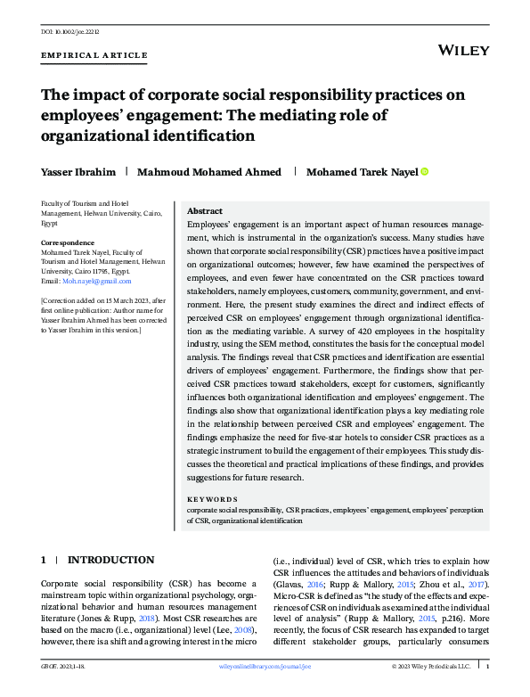 (PDF) The impact of corporate social responsibility practices on ...