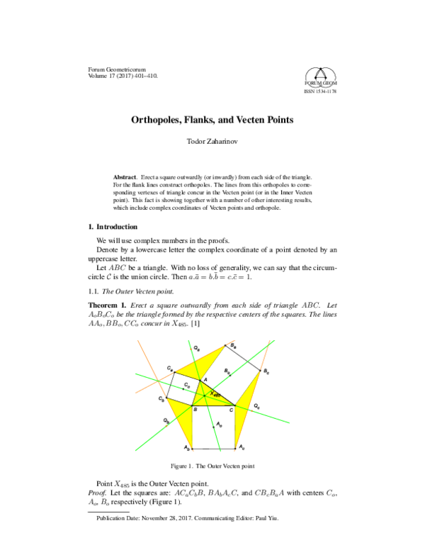 (PDF) Orthopoles, Flanks, and Vecten Points