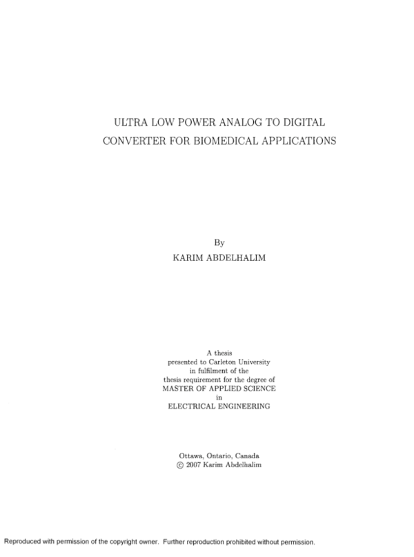 (PDF) Ultra low power analog to digital converter for biomedical ...