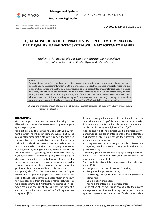 (PDF) Qualitative Study of the Practices Used in the Implementation of ...