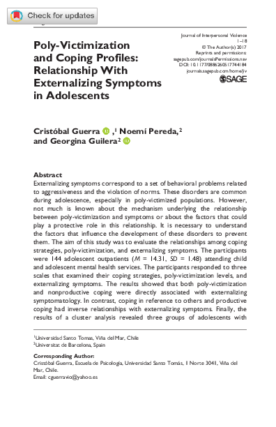 (PDF) Poly-Victimization and Coping Profiles: Relationship With ...