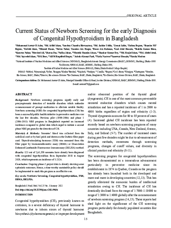 (PDF) Current Status of Newborn Screening for the early Diagnosis of ...