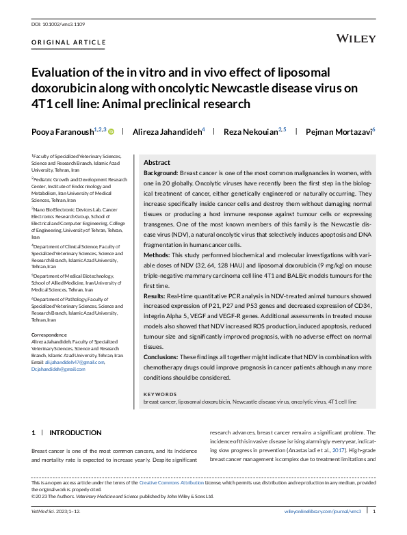 (PDF) Evaluation of the in vitro and in vivo effect of liposomal ...