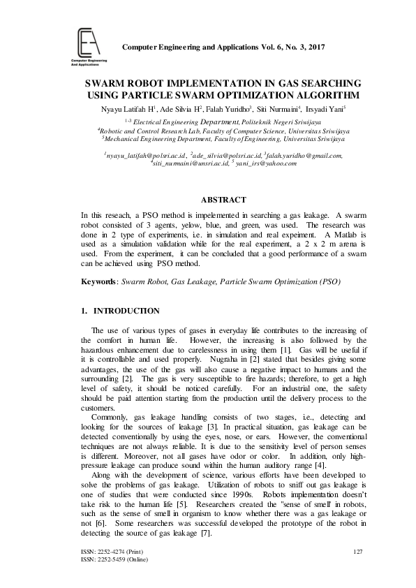 (PDF) Swarm Robot Implementation in Gas Searching Using Particle Swarm ...