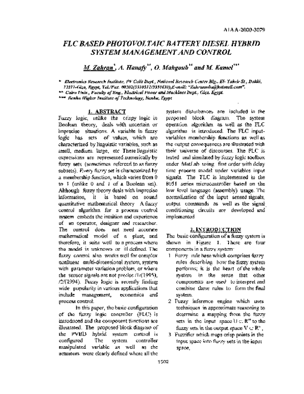(PDF) FLC based photovoltaic battery diesel hybrid system management ...
