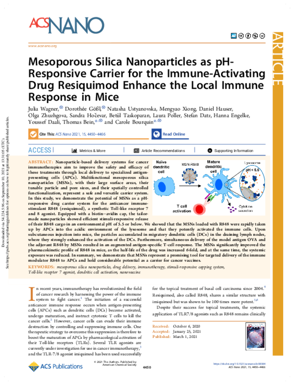 (PDF) Mesoporous Silica Nanoparticles as pH-Responsive Carrier for the ...