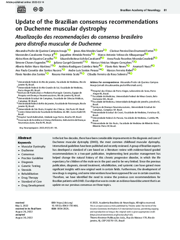 (PDF) Update of the Brazilian consensus recommendations on Duchenne ...