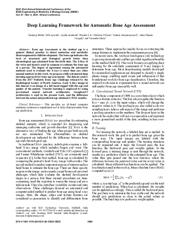 (PDF) Deep Learning Framework for Automatic Bone Age Assessment