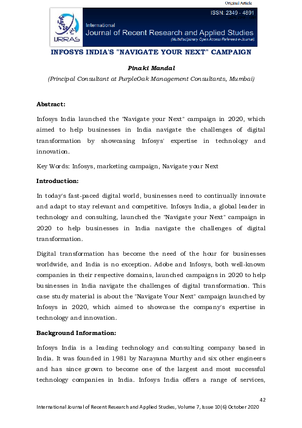 (PDF) INFOSYS INDIA'S 