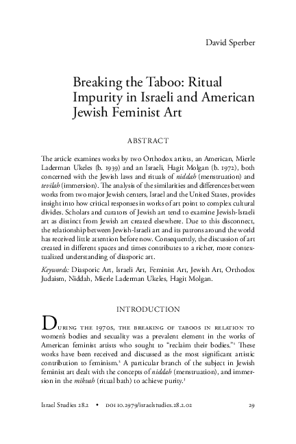 (PDF) Breaking the Ta boo: Ritual Impurity in Israeli and American ...