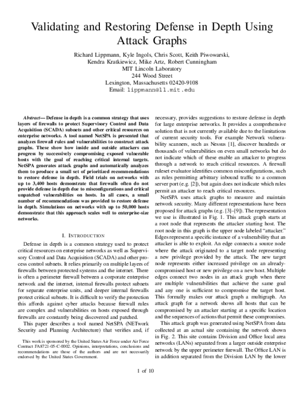 (PDF) Validating and Restoring Defense in Depth Using Attack Graphs