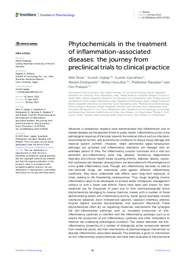 (PDF) Phytochemicals in the treatment of inflammation-associated ...