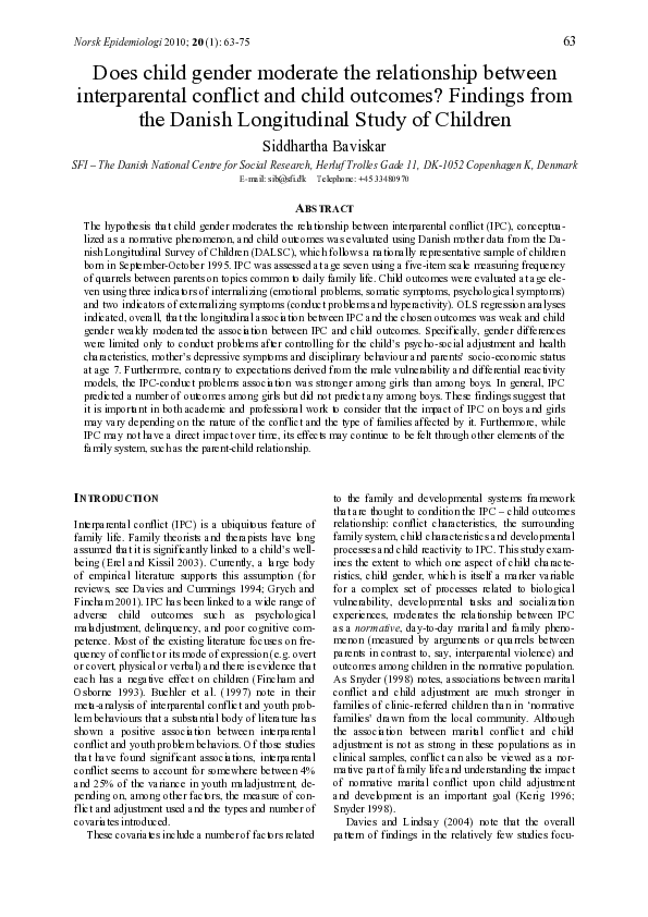 (PDF) Does child gender moderate the relationship between interparental ...
