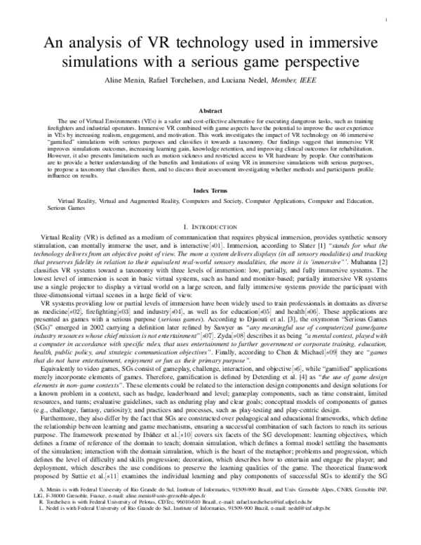 (PDF) An Analysis of VR Technology Used in Immersive Simulations with a ...