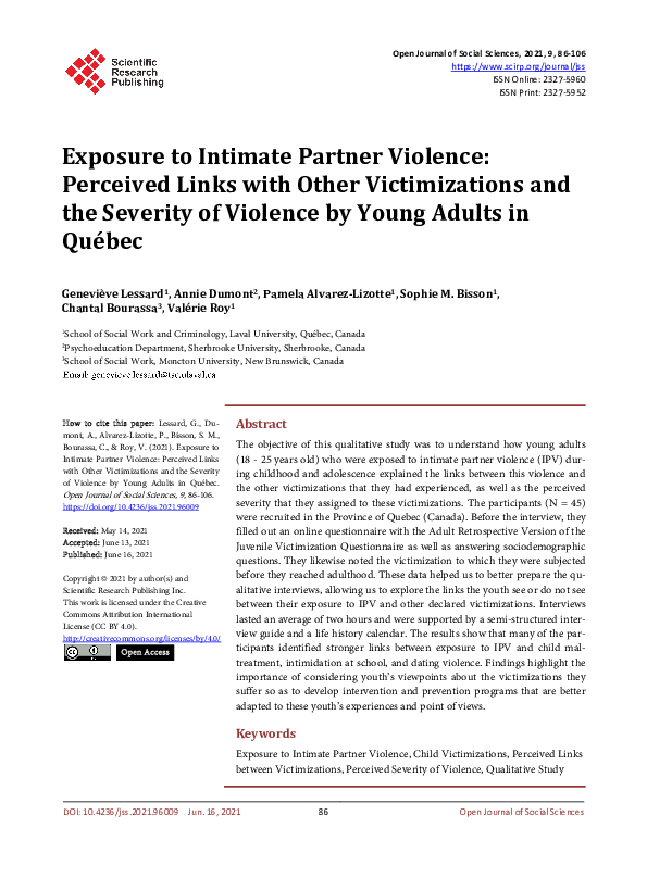(PDF) Exposure to Intimate Partner Violence: Perceived Links with Other ...