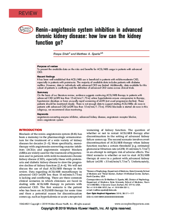 (PDF) Renin–angiotensin system inhibition in advanced chronic kidney ...
