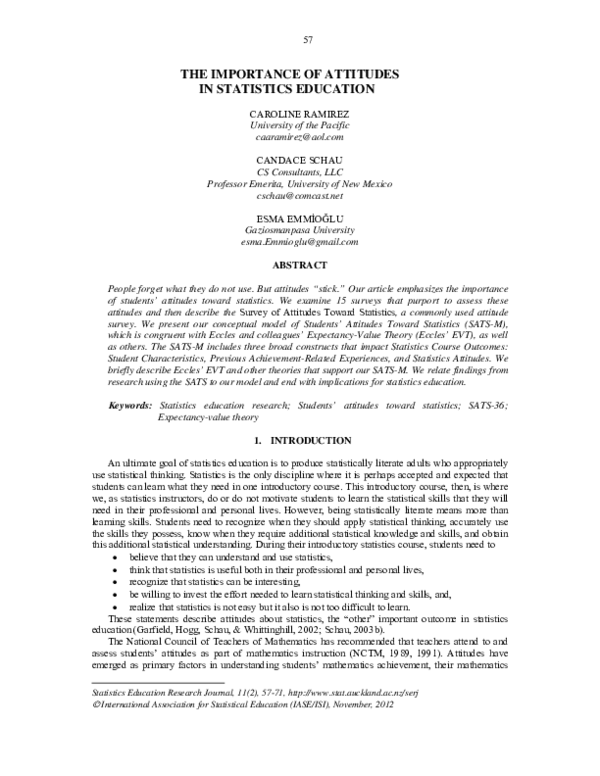 (PDF) The Importance of Attitudes in Statistics Education Caroline