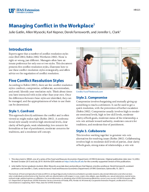 (PDF) Managing Conflict in the Workplace