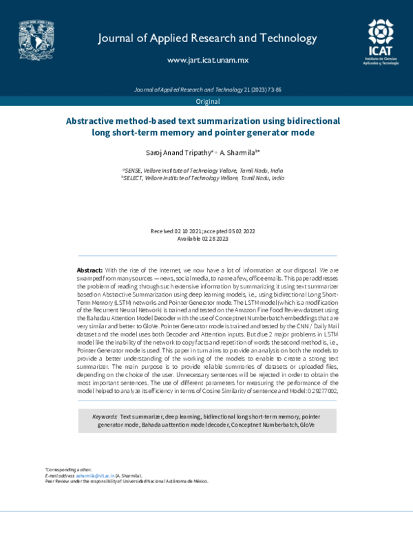 (PDF) Abstractive method-based Text Summarization using Bidirectional ...