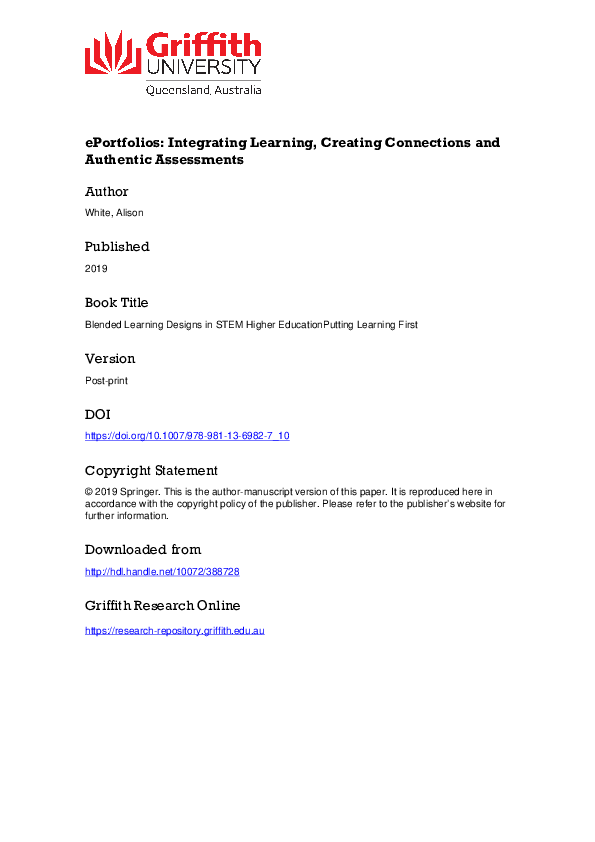 (PDF) ePortfolios: Integrating Learning, Creating Connections and ...