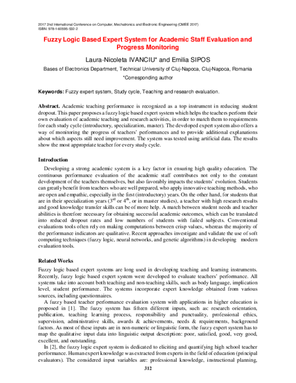 (PDF) Fuzzy Logic Based Expert System for Academic Staff Evaluation and ...