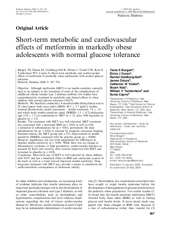 (PDF) Short-term metabolic and cardiovascular effects of metformin in ...