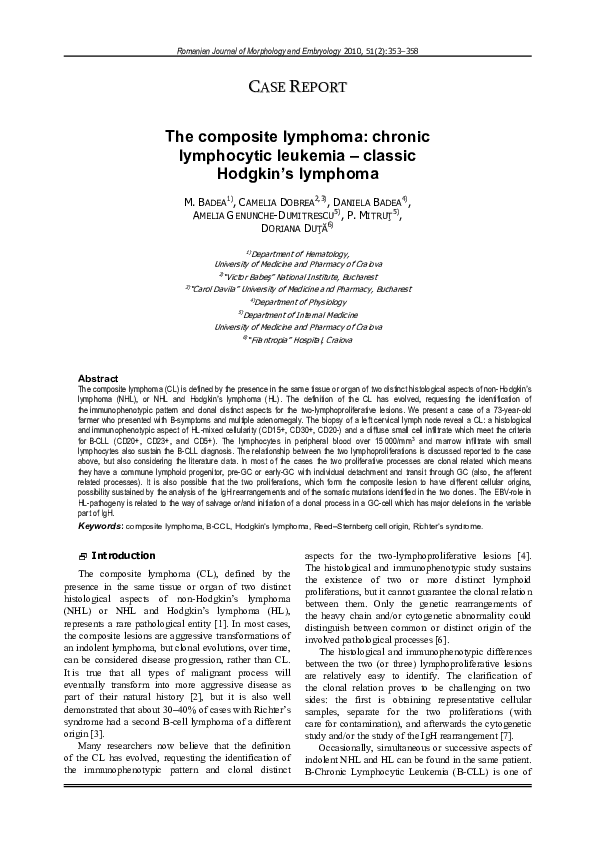 (PDF) The composite lymphoma: chronic lymphocytic leukemia--classic ...