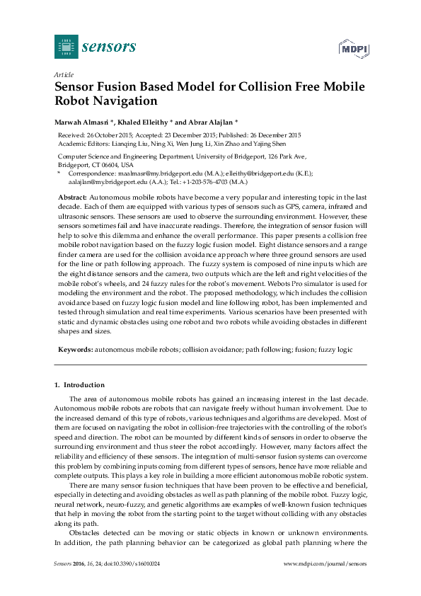 (PDF) Sensor Fusion Based Model for Collision Free Mobile Robot Navigation
