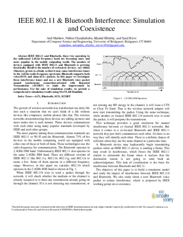 (PDF) IEEE 802.11 & Bluetooth Interference: Simulation and Coexistence