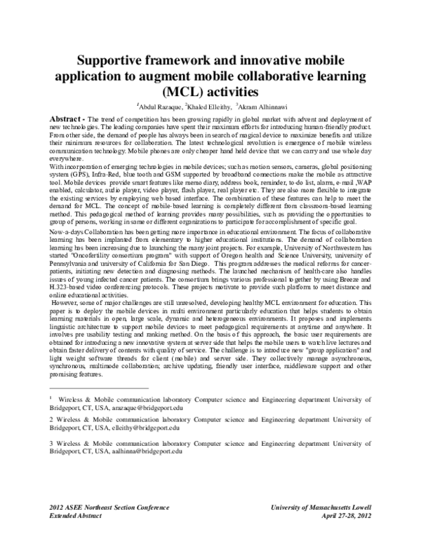 (PDF) Supportive framework and innovative mobile application to augment ...