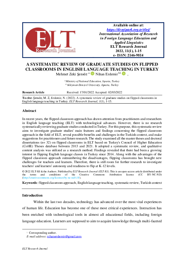 (PDF) A Systematic Review of Graduate Studies on Flipped Classrooms in ...