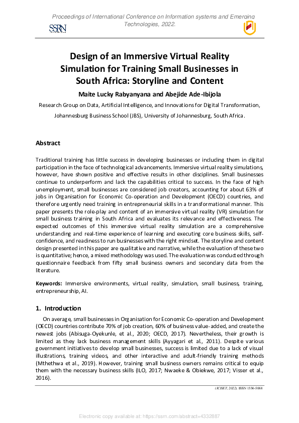 (PDF) Design of an Immersive Virtual Reality Simulation for Training ...