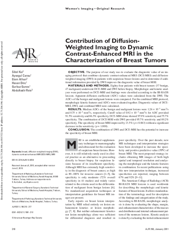 (PDF) Contribution of Diffusion-Weighted Imaging to Dynamic Contrast ...