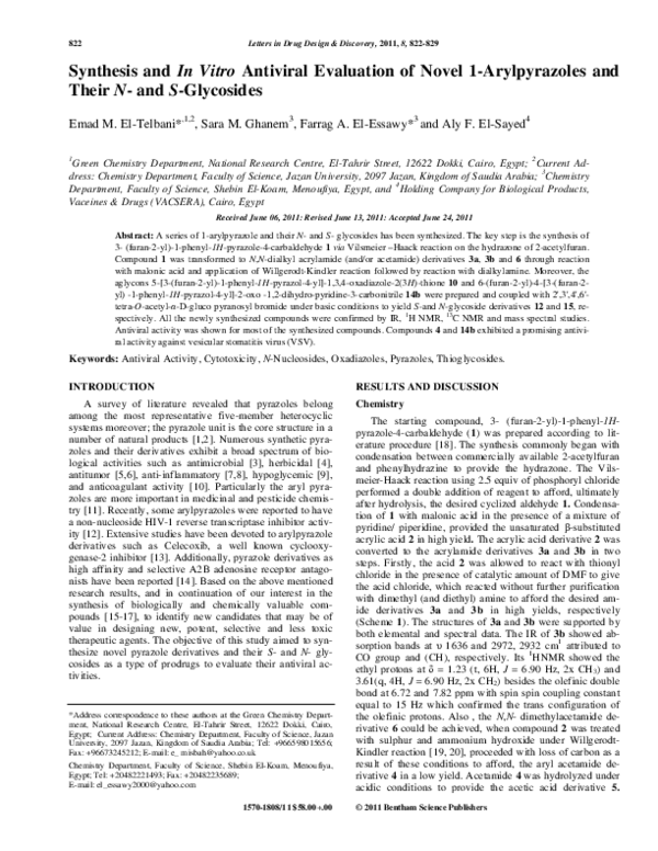 (PDF) Synthesis and In Vitro Antiviral Evaluation of Novel 1 ...