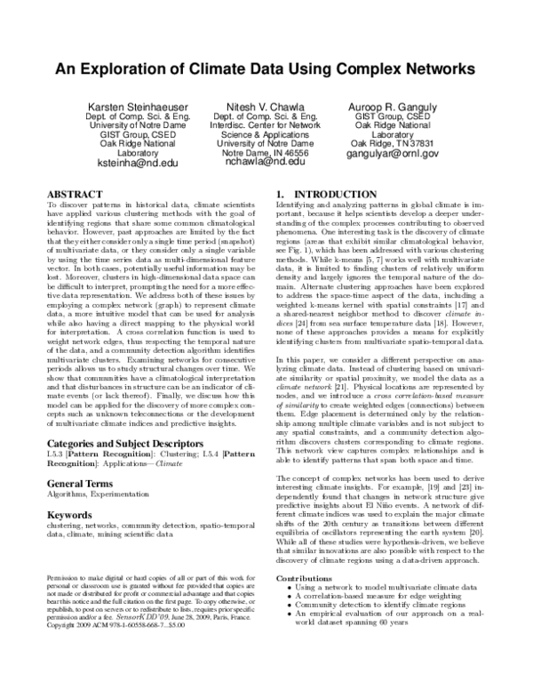 (PDF) An exploration of climate data using complex networks