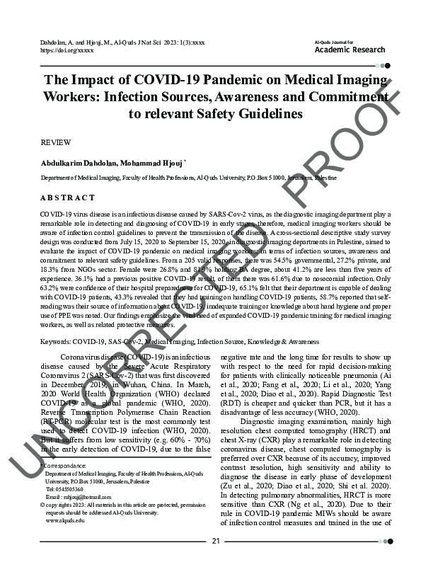 (PDF) The Impact of COVID-19 Pandemic on Medical Imaging Workers ...