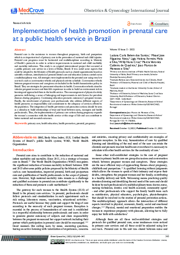 (PDF) Implementation of health promotion in prenatal care at a public ...