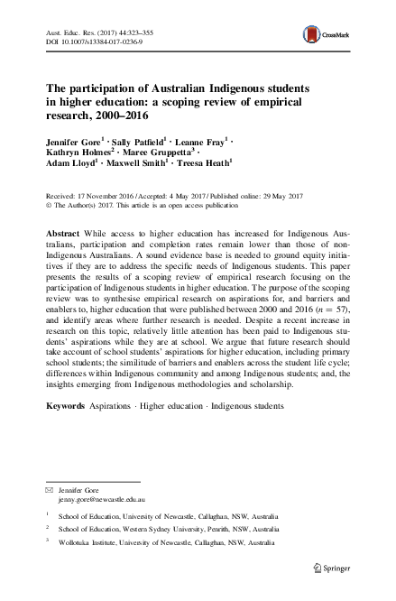 (PDF) The participation of Australian Indigenous students in higher ...